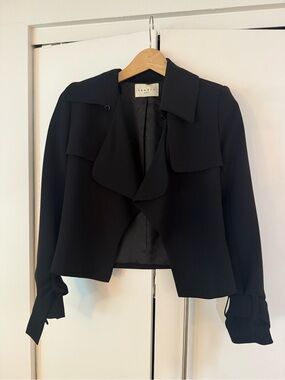 Sandro Black Draped Cropped Blazer